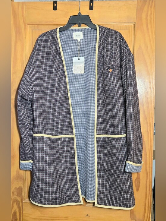 Roolee Jackets & Blazers - NWT Salt by ROOLEE Long Plaid Open Front Cardigan Sweater Size L